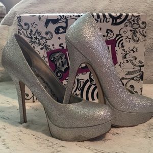 Silver Glitter Heels